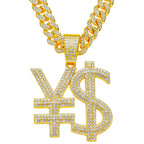 Hip Hop Exaggerated Dollar Sign Pendant,with 13mm Cuban Chain Currency Symbol Pendant Necklace for Men Rapper Charm