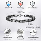 Chunky Byzantine Chain Bracelet 21cm — Vintage, Stainless Steel