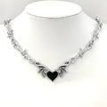 Aesthetic Goth Devil Heart Barbed Wire Choker Necklace Punk Hip Hop Jewelry Y2K Vampire Little Thorns Chain Choker Gift
