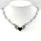 Aesthetic Goth Devil Heart Barbed Wire Choker Necklace Punk Hip Hop Jewelry Y2K Vampire Little Thorns Chain Choker Gift
