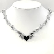 Devil Heart Barbed Wire Choker Necklace — Black