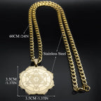 Lotus Steel Pendant Sacred Geometry Metatron Cube