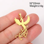 Dawapara Phoenix Pendant for Necklace Earrings Mythology Animal Stainless Steel Charms for Jewelry Making Religious Gift