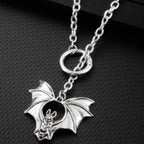 Gothic Personality Punk Necklace Long Gothic Bat Pendant Necklace Exaggeration Sweater Chain Jewelry Halloween Party Accessories