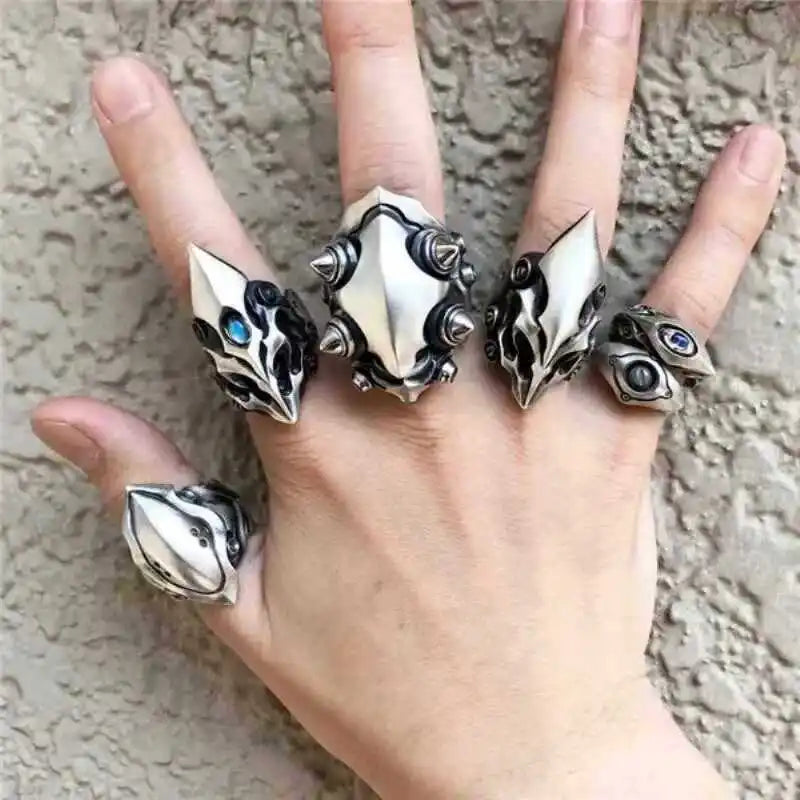 Creative hip-hop punk style adjustable mens rings avant-garde trend silver 925 classic geometric ring party jewelry gift