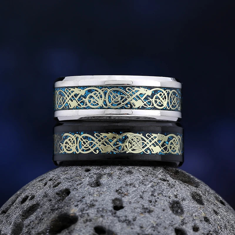 Viking Norse Rune Pattern Ring — Stainless Steel