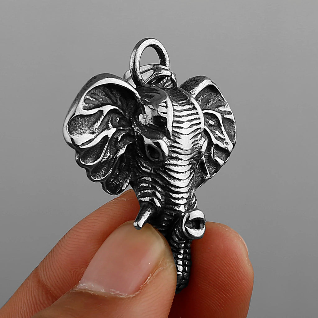 Retro Exaggerated Elephant Pendant Men's Fashion Animal Elephant 316L Stainless Steel Pendant Necklace Gift Jewelry Wholesale