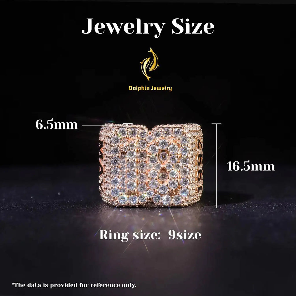 Moissanite Ring Custom Iced Out Name Ring Full Paved VVS Moissanite Hip Hop Personalized Letter Ring for Men Women