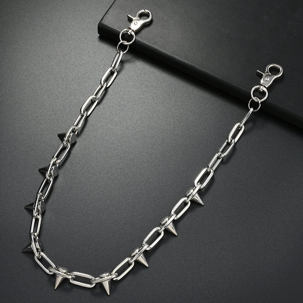 Punk Spike Wallet Chain Necklace — Zinc Alloy