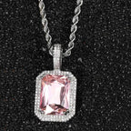 Iced Out Rope Pendant Necklace Stainless Steel