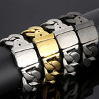 Men Bracelet for Man In Brushed Stainless Steel Luxury Gold Color 25MM Curb Link Chain Men's Bracelets On Hand Bands