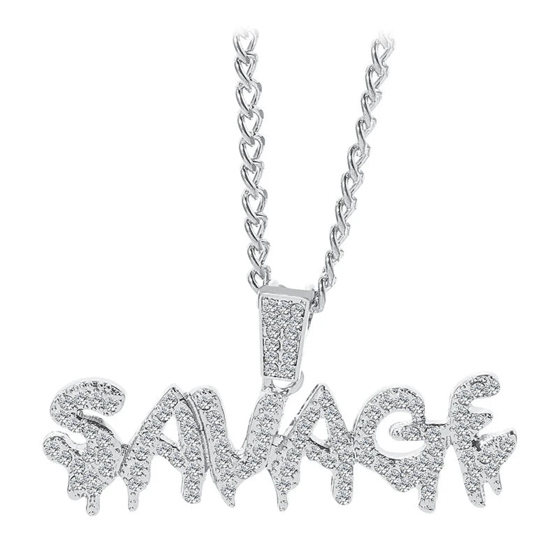 Iced Out Letter Pendant Necklace — Tennis Chain