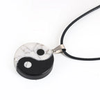 Black White Natural Obsidian Pendant Necklaces Taoism Charms Yin Yang Tai Chi Semi-precious Stone Round Bagua Jewelry