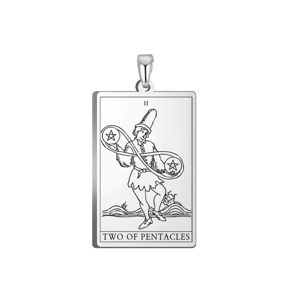 Dawapara Pentacles Tarot Card Pendant for Necklace Stainless Steel Golden Black Jewelry Accessories Charms Pendants