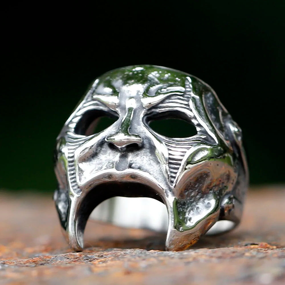 Flowers Skull Mask Ring — Stainless Steel