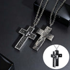 Openable Compartment Cross Pendant — Stainless Steel