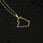 Algeria Map Pendant Necklace — Stainless Steel