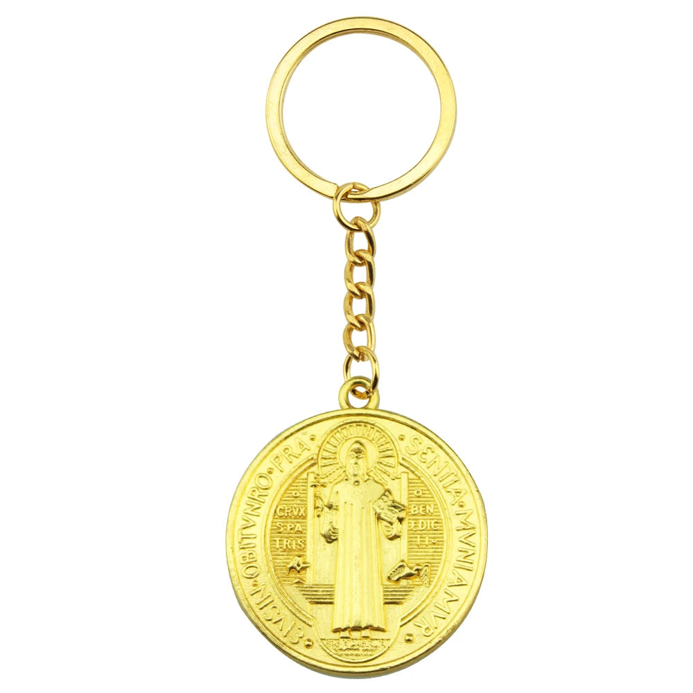Saint Medal & Jesus Cross Pendant Necklace — Stainless Steel