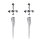 Black Cross Studs Sword Earrings