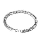 HIGH POLISH Gold Silver Color Cuban Chain Bracelets for Men,Women Stainless Steel Chain Wristband,Causal Simple Jewelry
