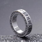 Retro Six-Character Mantra Stainless Steel Finger Ring Men Women Eternal Heart Cross Ring - Vintage Style Jewelry Accessories