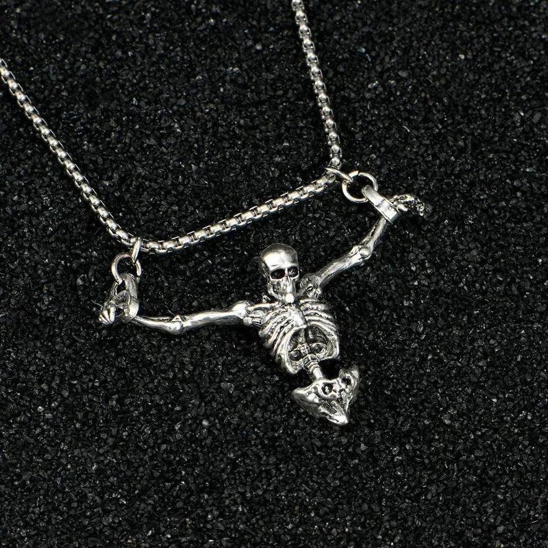 Halloween Punk Style Skull Necklace Retro Accessory Pendant Sweater Chain Halloween Gift Decorative Pendant