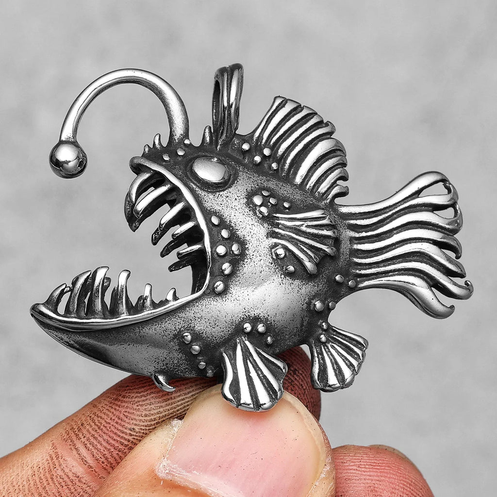 Deep Sea Anglerfish Pendant Necklace for Men — Stainless Steel