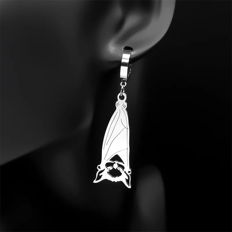 Gothic Silver Pendant Dark Style Owl Long Drop