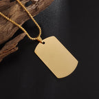 Hip Hop Military Style Stainless Steel Dog Tag Pendant Necklace for Men Women Gold Plated Personalized Id Card Name