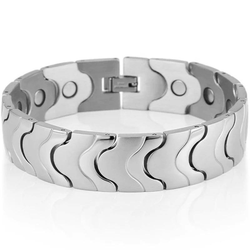 16MM Gold Color Stainless Steel Men's Magnetic Therapy Bracelets For Arthritis Pain Relief and Carpal Tunnel Bracelet