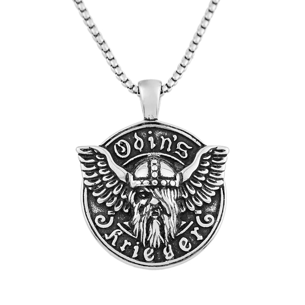Odin Steel Pendant Vintage Nordic Vikings Head