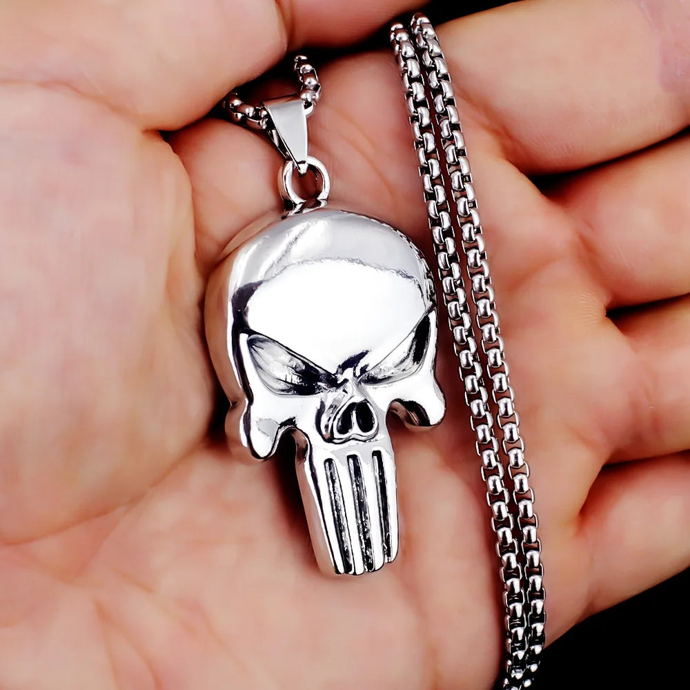 Ghost Skull Pendant Necklace — Gothic