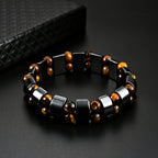 Hot Selling Men's Tiger Eye Stone Bracelet Men's Fashion Bead Black Stone Elastic Bracelet