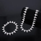 ZAKOL 20/50CM Iced Out Buling Rhinestone CZ Cross Tennis Chain Bracelet Necklace Set Women Men Fashion Hip-hop Rock Jewels