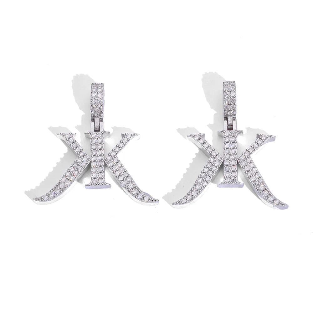 Silver 925 Iced Out Letter Pendant Moissanite