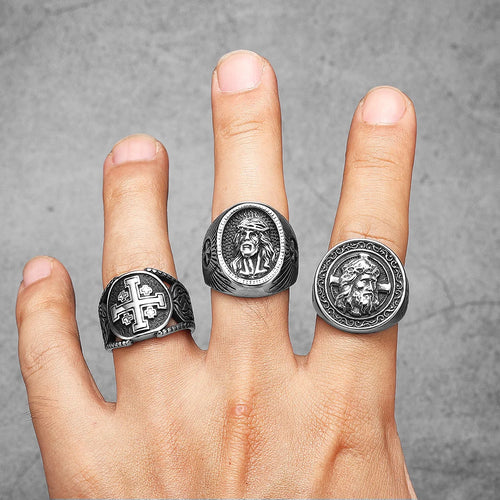 Cross Jesus Ring Stainless Steel