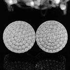TrendMen Hiphop Rock Round Copper Zirconia Stud Earrings For Men Boy Silver Color Metal Crystal Earring Party Ear