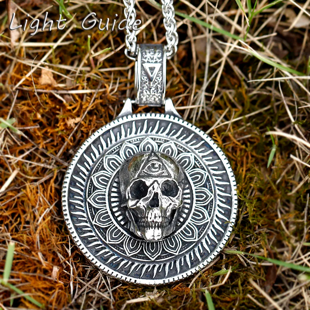Round Skull Pendant Necklace — 316L Stainless Steel