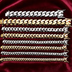 Gold Cuban Chain Necklace 10/12/15/22MM Smooth