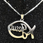 Stainless Steel Jesus Christ Male Necklaces Fish Christian Ichthys Fish Pendant Necklaces Jewelry Women or Men Collares