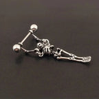 Skeleton Dangle Earrings — Gothic Barbell Pierced