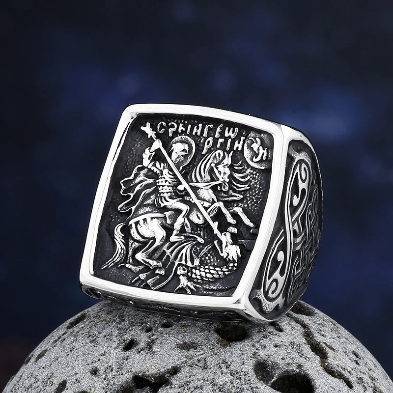 2024 New Vintage 316L Stainless Steel Special Knight Ring Fashion Good Detail Chic Fancy Jewelry Freeshipping For Man