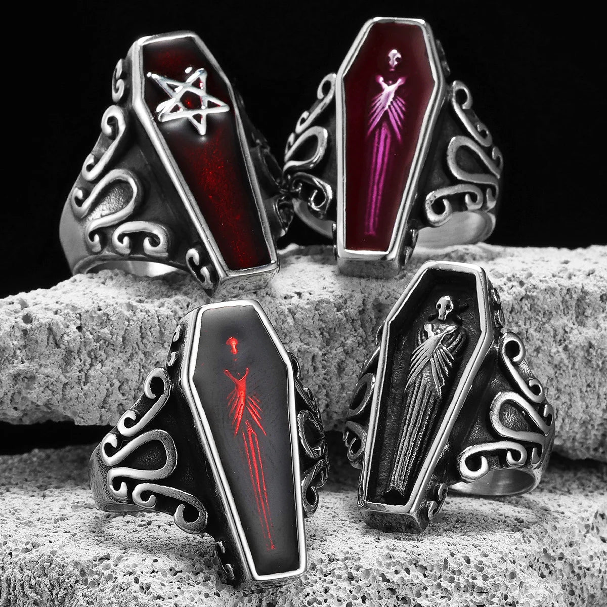 Gothic Vampire Coffin Ring — Stainless Steel