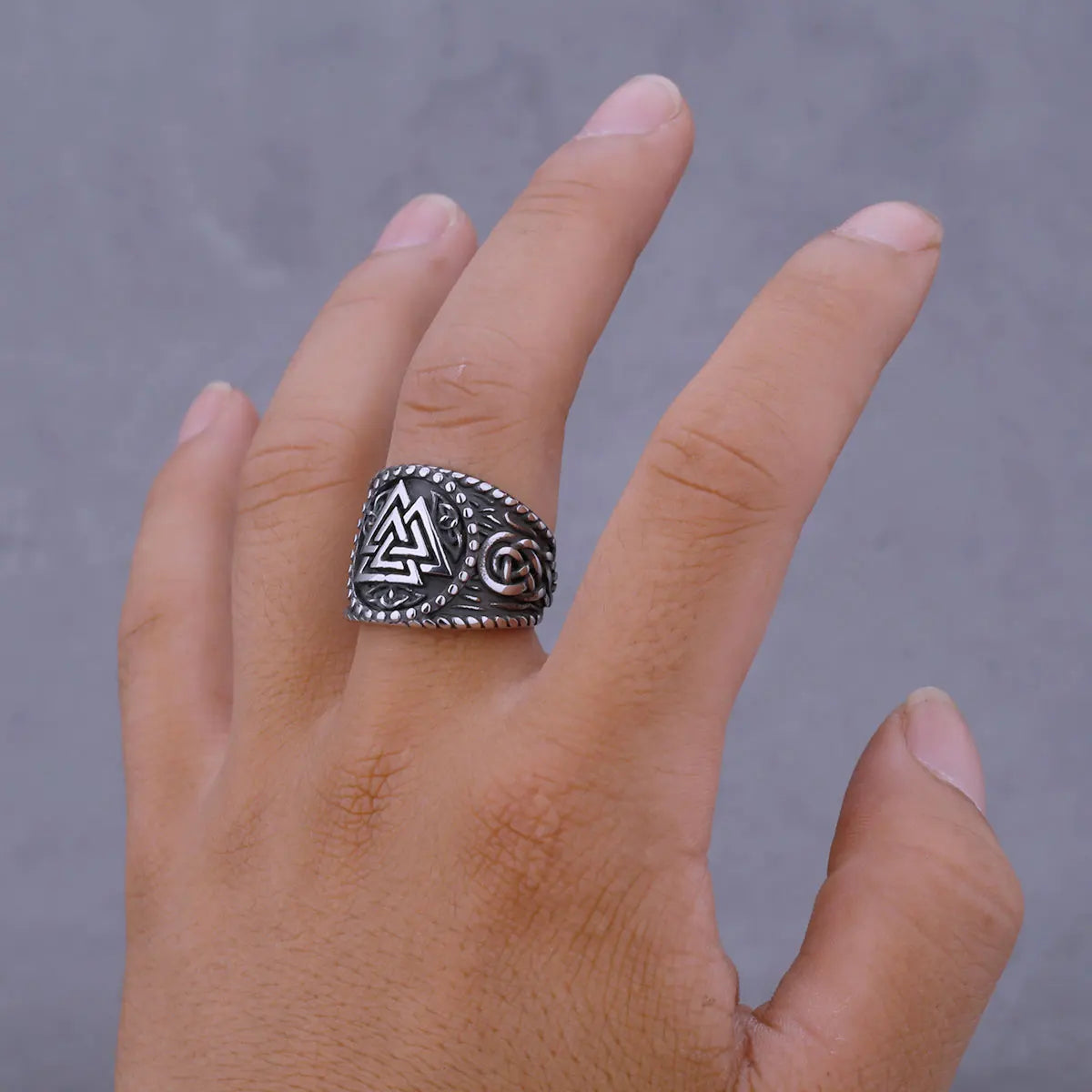 Valknut Viking Rune Ring for Men — 316L Stainless Steel
