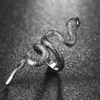Gothic Snake Adjustable Ring — Silver-Tone Zinc Alloy