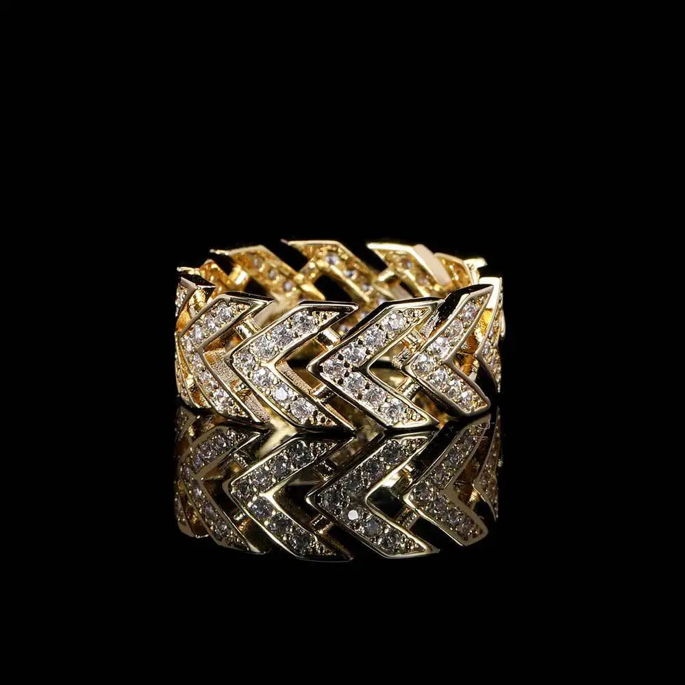 Luxury Hip Hop Retro V Arrow Ring Full Men's Ring