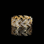 Luxury Hip Hop Retro V Arrow Ring Full Men's Ring