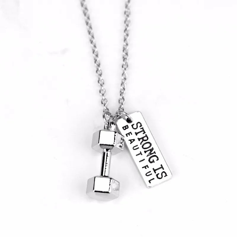 Weight Plate Dumbbell Pendant — Stainless Steel