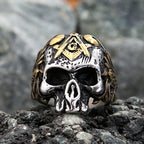 Vintage Templar Masonic Skull Rings For Men 316L Stainless Steel Freemason AG Signet Ring Punk Biker Fashion Jewelry Party Gifts