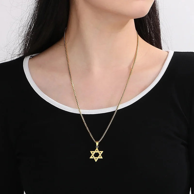 Star of David Pendant Necklace — Stainless Steel